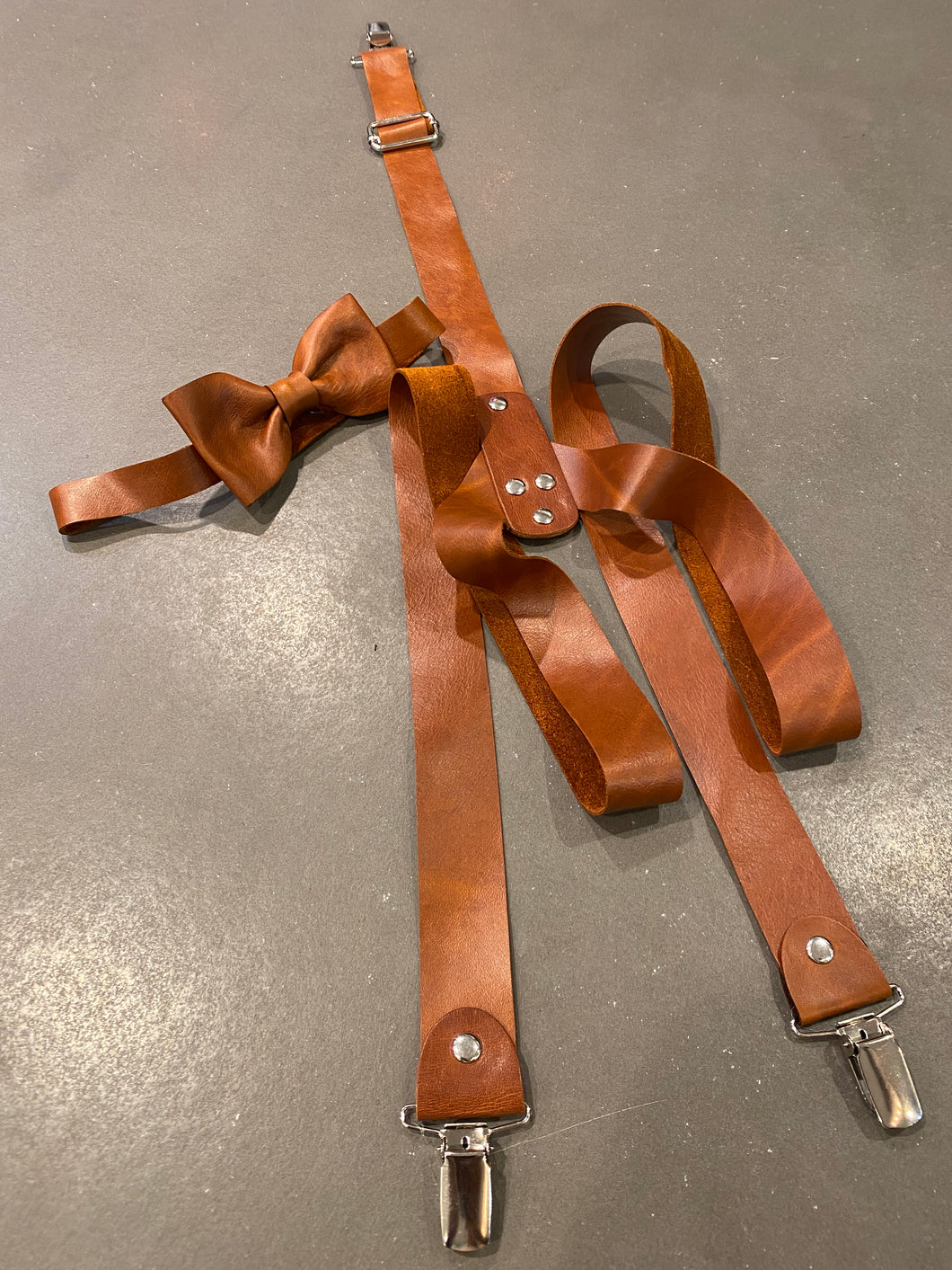 Leather Braces and Bow set.